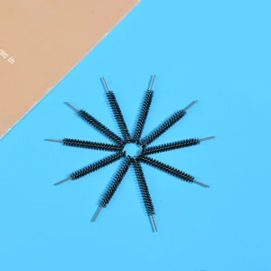 Cosmetic mascara brush heads with spiral bristles and twisted metal wire, suitable for eyelash mascara application, OEM manufacturing, bulk supply, and private label solutions for B2B beauty brands.