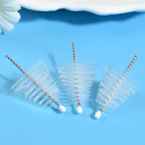 Medical device cleaning brush heads with stainless steel twisted wire and soft nylon bristles, designed for precise cleaning of medical instruments, B2B OEM wholesale supply.