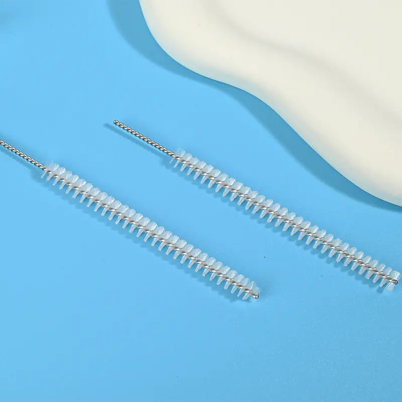 Medical device cleaning brush heads with stainless steel twisted wire and soft nylon bristles, designed for thorough cleaning of narrow channels, tubes, and internal lumens, ideal for B2B medical, dental, and laboratory equipment cleaning use. Medical device cleaning brush heads with stainless steel twisted wire and soft nylon bristles, designed for thorough cleaning of narrow channels, tubes, and internal lumens, ideal for B2B medical, dental, and laboratory equipment cleaning use.