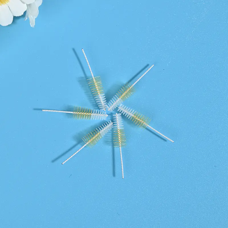 2-tone color interdental brush heads with twisted stainless steel wire and dual-color nylon bristles for dental care, B2B wholesale oral hygiene supply