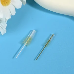 2-tone color interdental brush heads with twisted stainless steel wire and dual-color nylon bristles for dental care, B2B wholesale oral hygiene supply