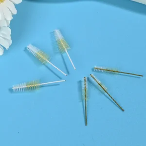 2-tone color interdental brush heads with twisted stainless steel wire and dual-color nylon bristles for dental care, B2B wholesale oral hygiene supply
