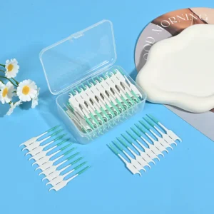 Soft rubber interdental brushes in storage box for B2B wholesale dental supply
