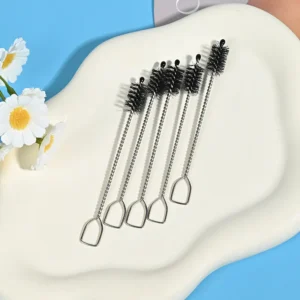 Medical device cleaning brush with stainless steel twisted wire handle and durable nylon bristles for precise internal channel cleaning