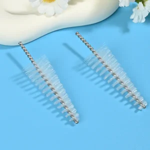 Medical device cleaning brush head with durable nylon bristles and twisted stainless steel wire, designed for effective cleaning of lumens, tubes, and narrow channels for B2B medical and OEM applications.