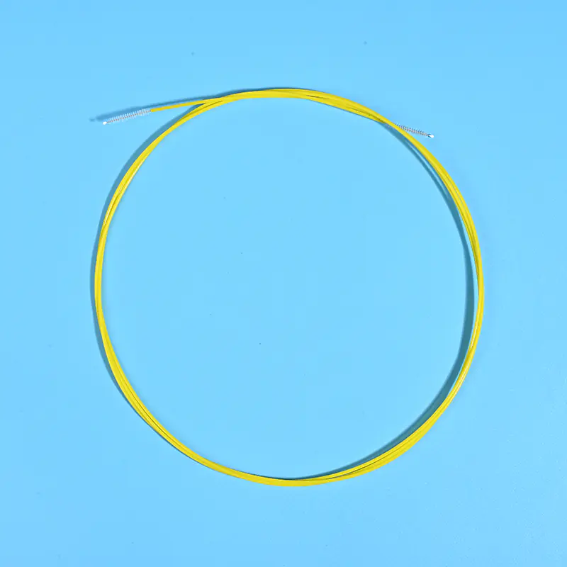 Double-ended medical device cleaning brush with flexible long cable and nylon bristles, designed for cleaning endoscopes, catheters, and narrow medical tubes, ideal for OEM and B2B bulk supply.