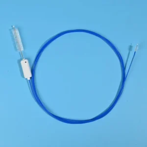 blue dual-ended endoscope cleaning brush with white handle for medical device maintenance