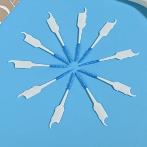 star arranged blue silicone interdental brushes showing dual-head design
