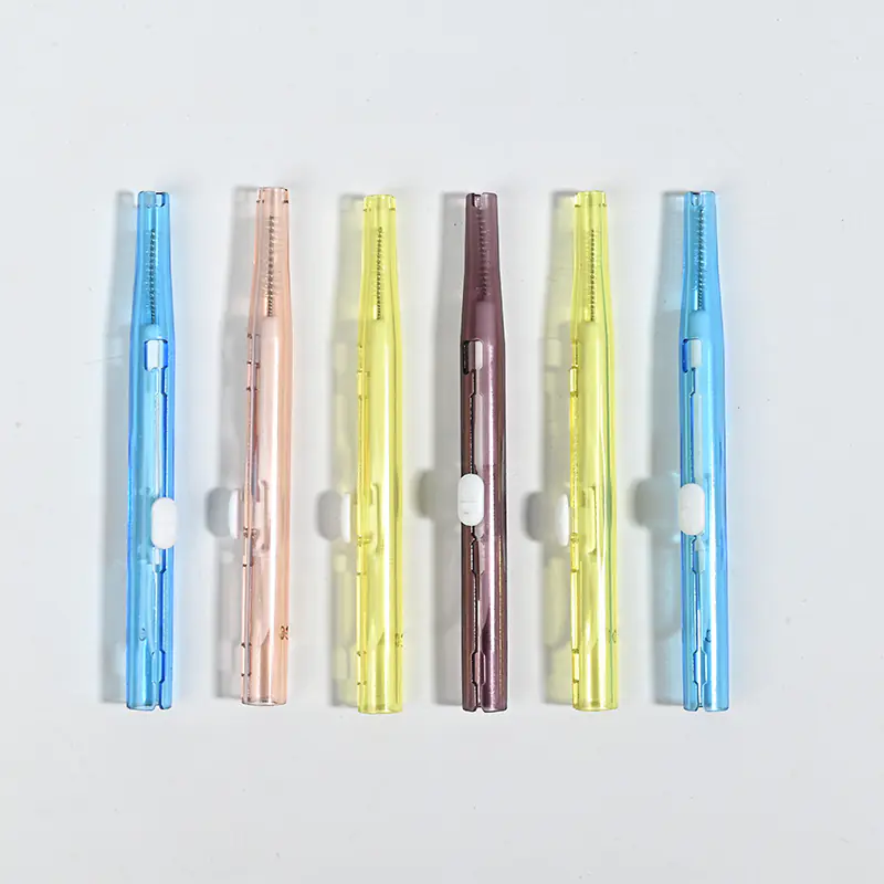 top view bulk multi-color transparent retractable interdental brushes