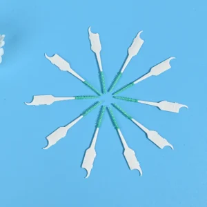 star arranged green silicone interdental brushes showing dual-head design
