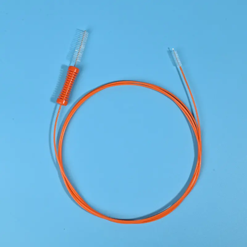 orange handle dual-ended endoscope cleaning brush for feeding tube maintenance