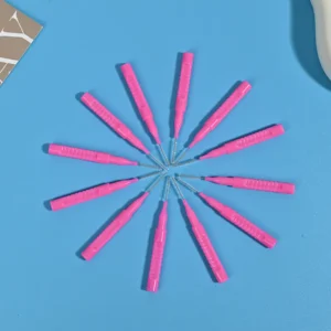 star arranged pink i-type interdental brushes showing extended bristles