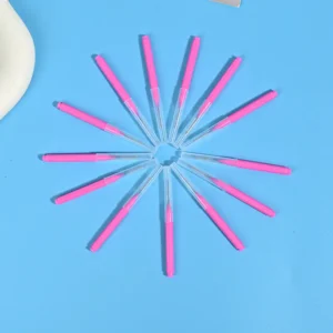 Wholesale pink interdental brushes with metal wire bristles arranged in star pattern - OEM/ODM dental cleaning tools for orthodontic care