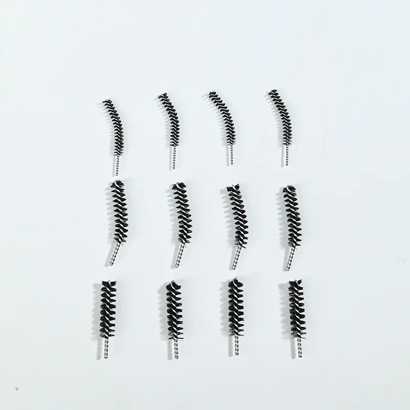 various size black nylon mascara brush heads with metal twisted wire for cosmetic OEM production