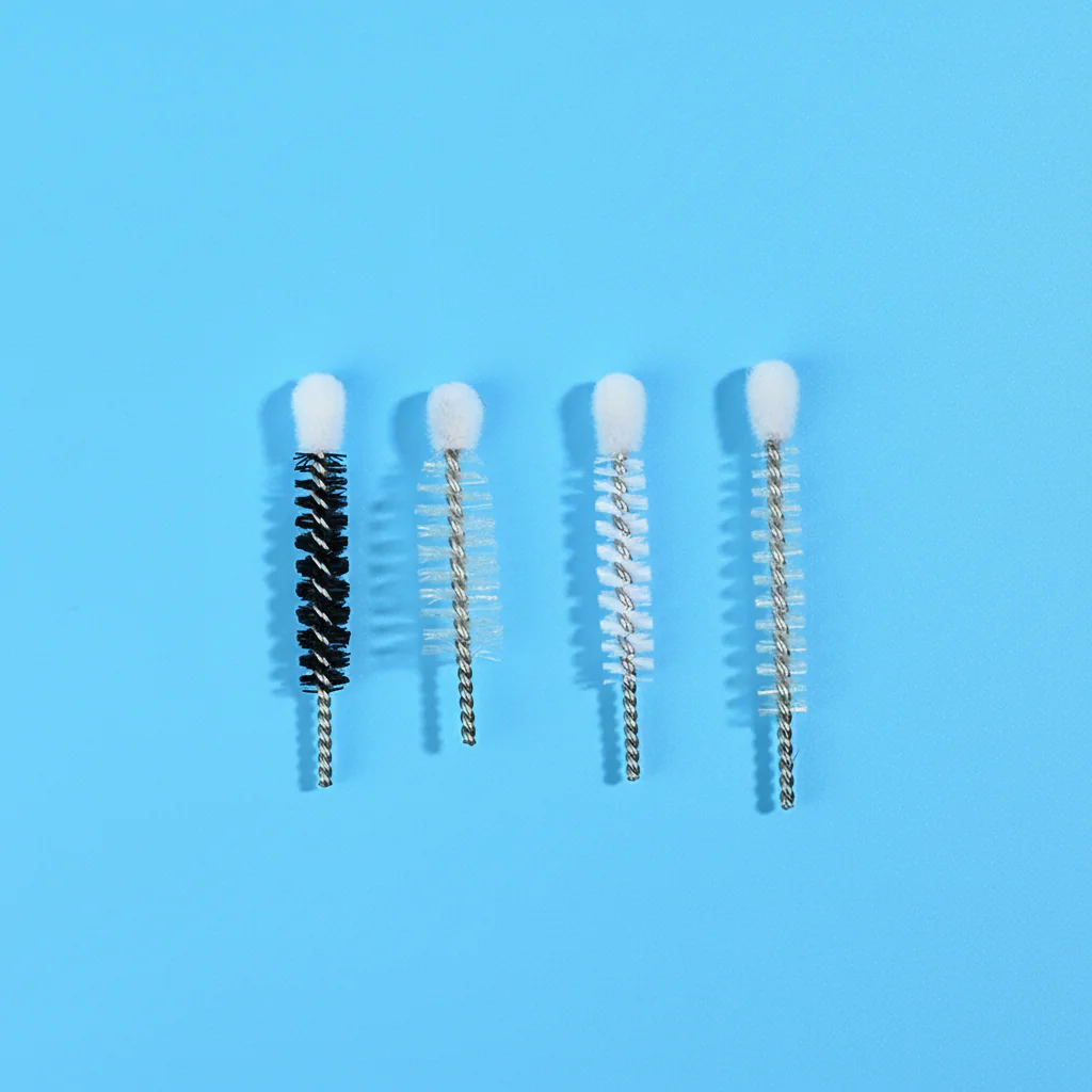 four styles fuzz top tipped mascara brush heads black & white nylon with twisted stainless steel wire for cosmetic OEM