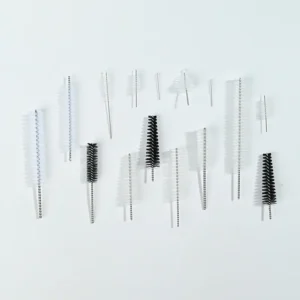 assorted mixed size black & white nylon endoscope cleaning brush heads with stainless steel twisted wire for medical endoscope reprocessing